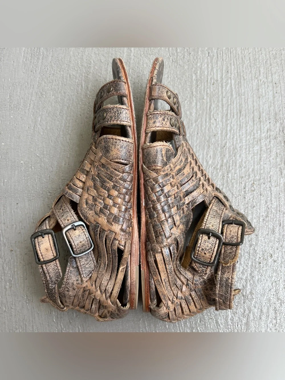 Bed Stu Claire Distressed Leather Gladiator Sandals 8